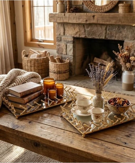 ZEYVE RECTANGULAR TRAY WITH BALL BEARING, SET OF 2, 32x22-37x27cm.